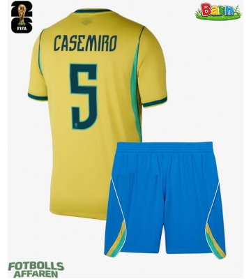 Brasilien Casemiro #5 Hemmaställ Barn VM 2026 Kortärmad (+ Korta byxor)